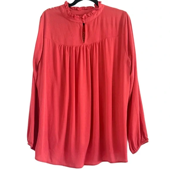 Torrid Embroidered Pink/Terra Cotta Blouse - Picture 7 of 9